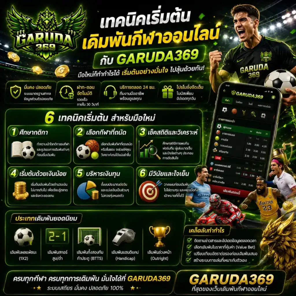 เทคนิคเริ่มต้นเดิมพันกีฬาออนไลน์กับ GARUDA369